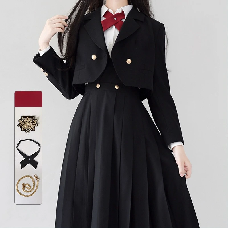 Vielseitiger und süßer Schuluniformrock JK Uniform Basic Frühling Echtes langes Kleid Plissee-Anzug im japanischen Stil im College-Stil