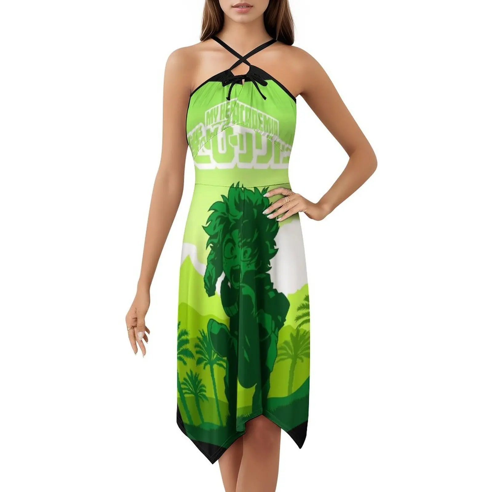 فستان Bakugo النسائي الهيب هوب ملابس الشارع الشهير جرافيك مطبوع للحفلات ملابس النادي Deku Deku Boku No Hero Deku فساتين نسائية أنيمي Deku #5