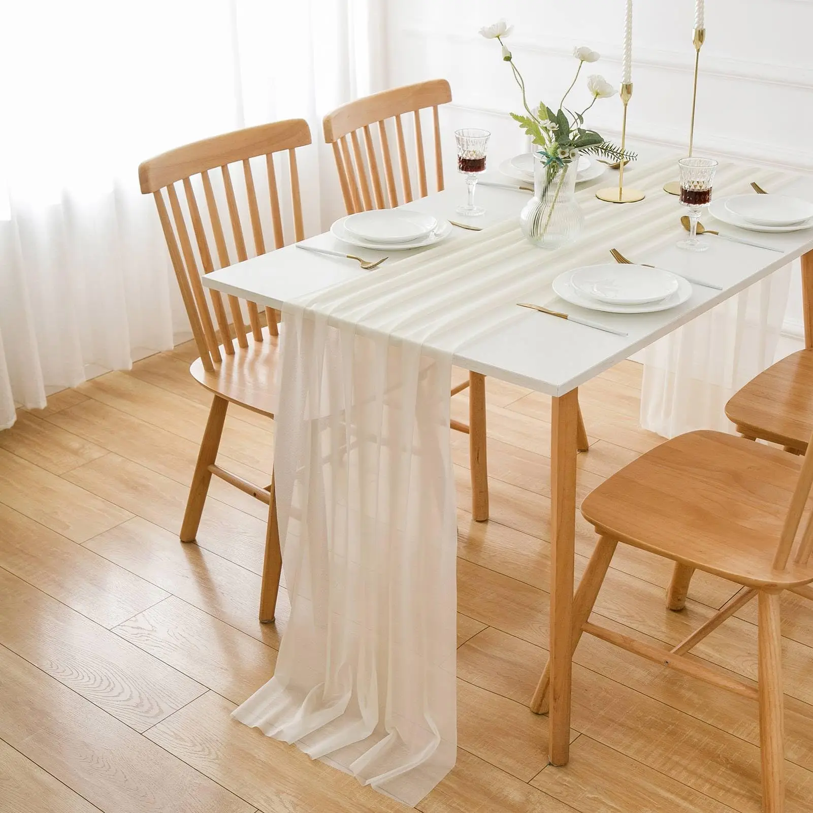 

Table Runner Modern Chiffon Table Runner Tulle Table Runner,Washable Tablecloth, Wedding Decorative Fabric Table Runner