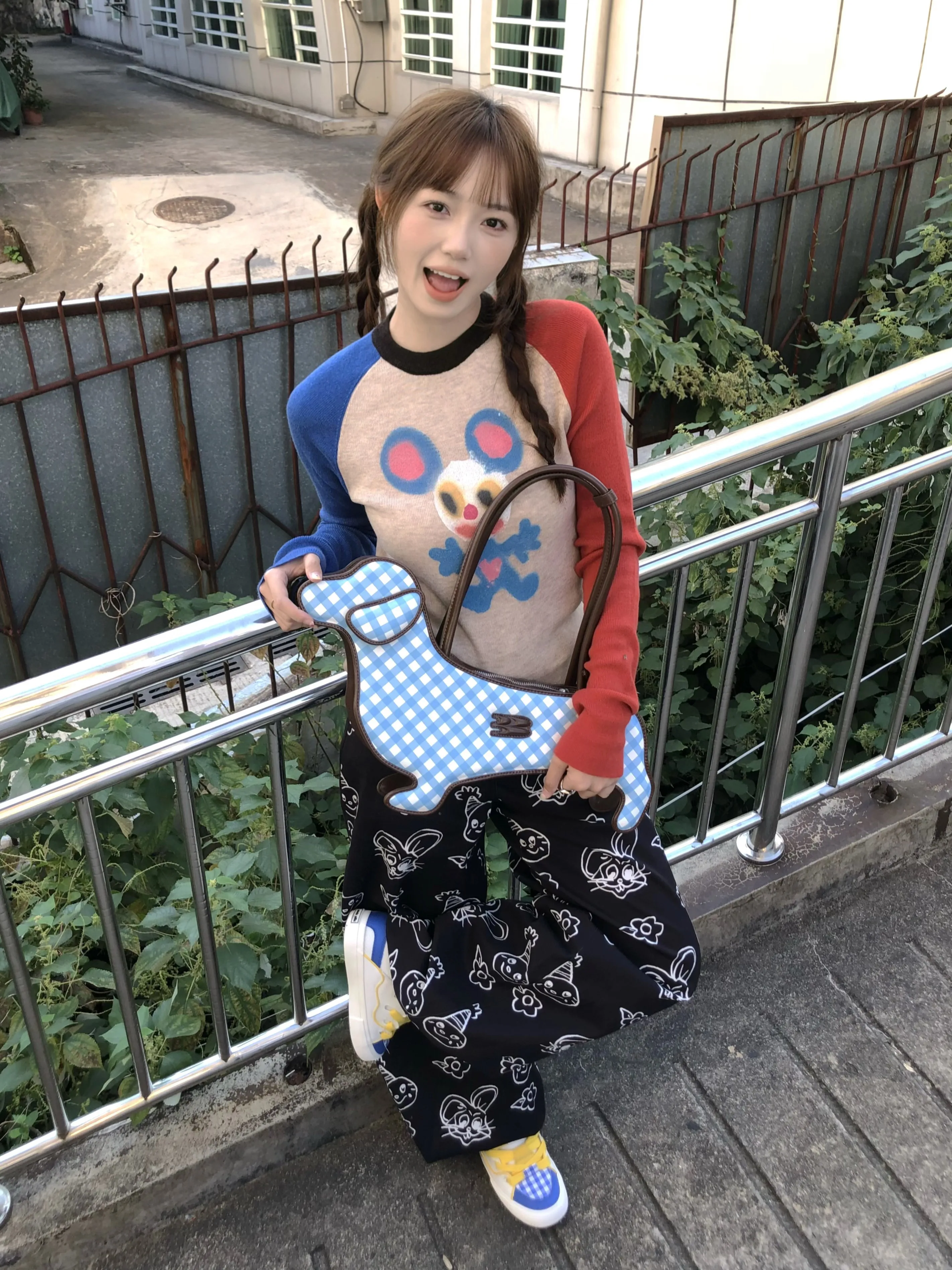 Karrram Japanische Y2k Gestrickte Tops Vintage Harajuku Graffiti Print Langarm T-shirt 2000er Jahre Ästhetik Gerippte Patchwork Tops 90er Jahre – Detail 11