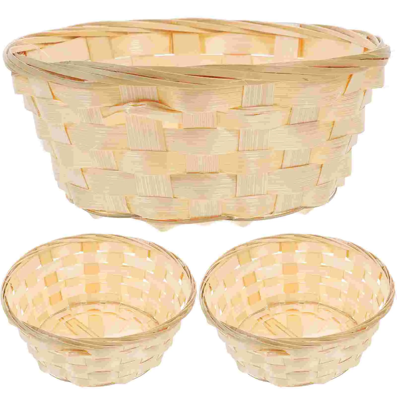 

3 Pcs Bamboo Basket Egg Easter Chicken Mini Woven Round Tray Storage Baskets for