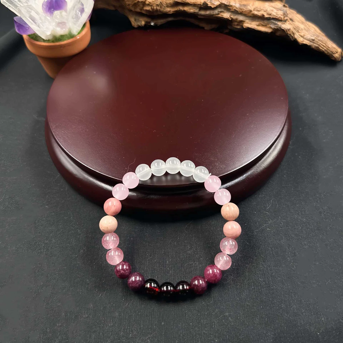 Pink Amethyst Bracelet Cubic Self Love Braclet Couple Love Gifts Beautiful Jewelry Real Natural Stone Beaded Bangles Handmade image 4