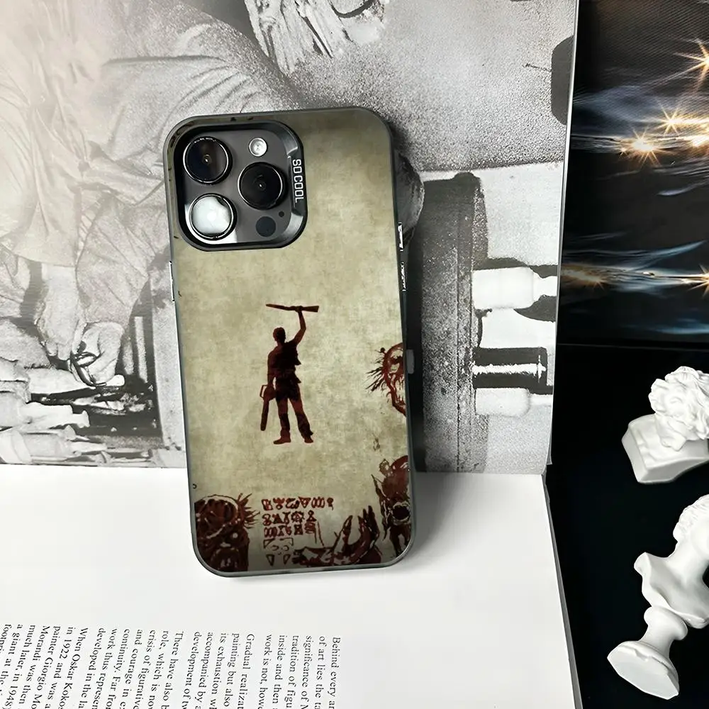 فيلم رعب الشر الميت جراب هاتف ماتي الملونة الفضة آيفون 16 15 14 13 12 11 برو ماكس زائد XS X غطاء صلب مقاوم للصدمات