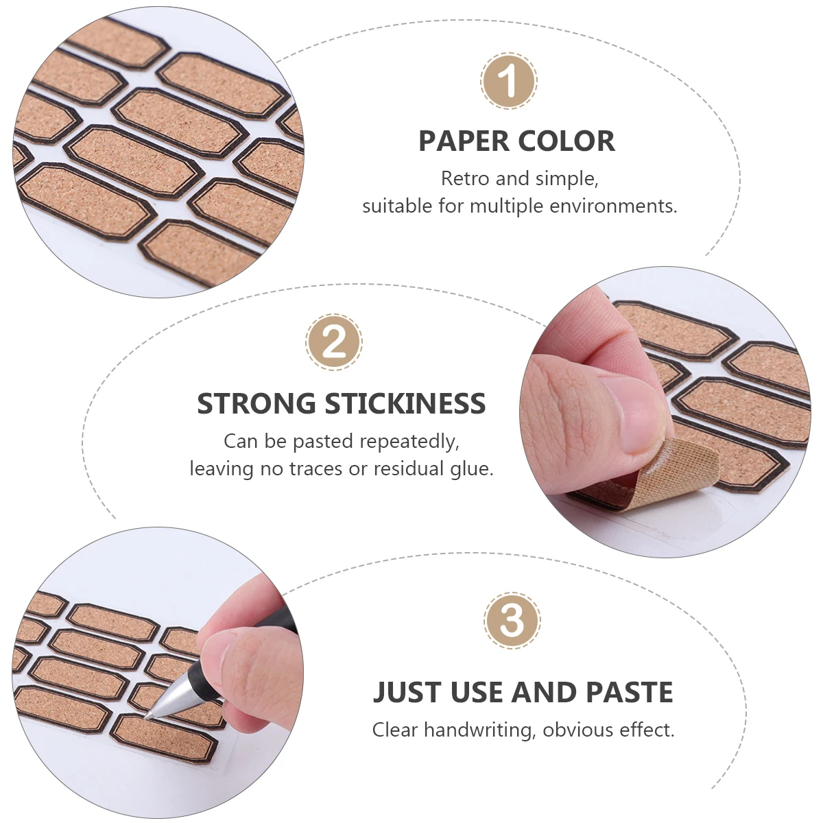 

Wooden H written Label Stickers Self Adhesive Blank Tags DIY Kraft Paper Office School Use Folder ganizer Gift Ideas Present