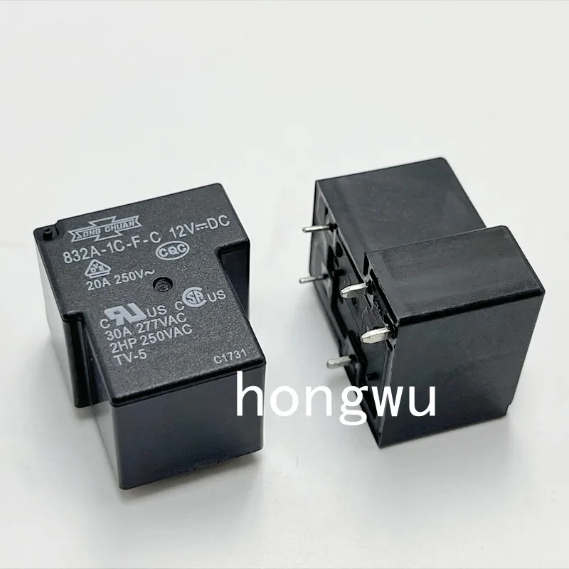 100% Original New 2PCS  832A-1C-F-C-12VDC  relay  30A 5pins