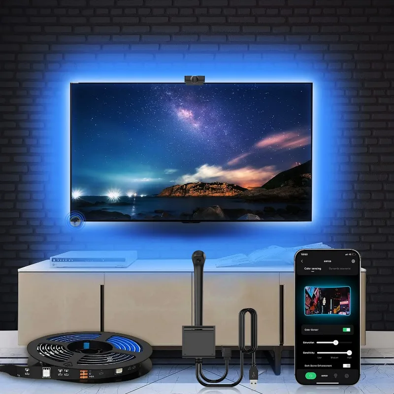 EISSLOLY New Smart LED TV Backlight Strip with AR Color Sensor-RGB Ambient Lighting for 55-85