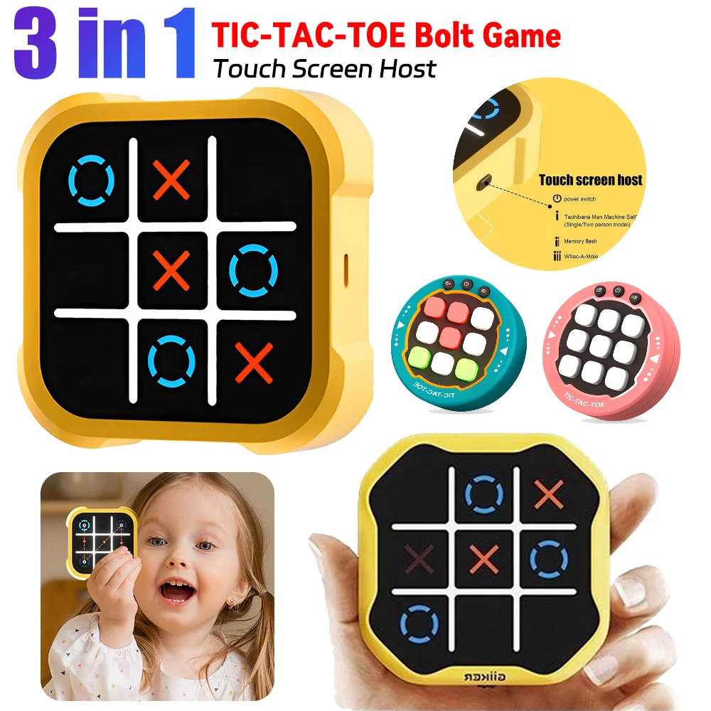 3 in 1 Tic-Tac-Toe Game Handheld Puzzle Game Console Electronic Children's Electronic Toys Chess Board Game Kids Creative Gifts