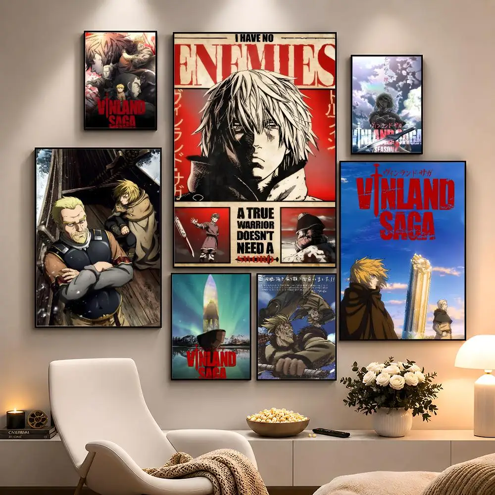 Anime Vinland Saga Thorfinn Viking Manga Poster Peel And Stick Wall Art PP Waterproof HD Bedroom Living Room Home Decor Gift
