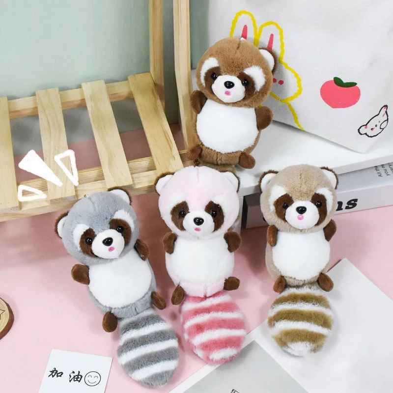 Cartoon Plush Long Tailed Raccoon Stuffed Doll Toys Pendant Key Chain Backpack Decoration Gifts