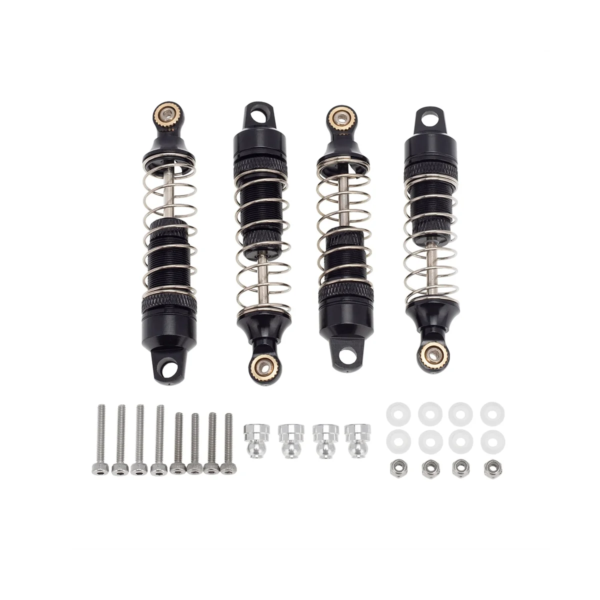 4Pcs Metal Front & Rear Shock Absorber Spring Dampers for Losi 1/18 Mini-T 2.0 2WD Stadium Truck Upgrade Parts Black