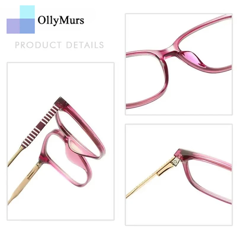 نظارات قراءة OLLYMURS Wayfar مربعة الشكل تحجب الضوء الأزرق للنساء، نظارات طبية، نظارات كمبيوتر كلاسيكية # 37