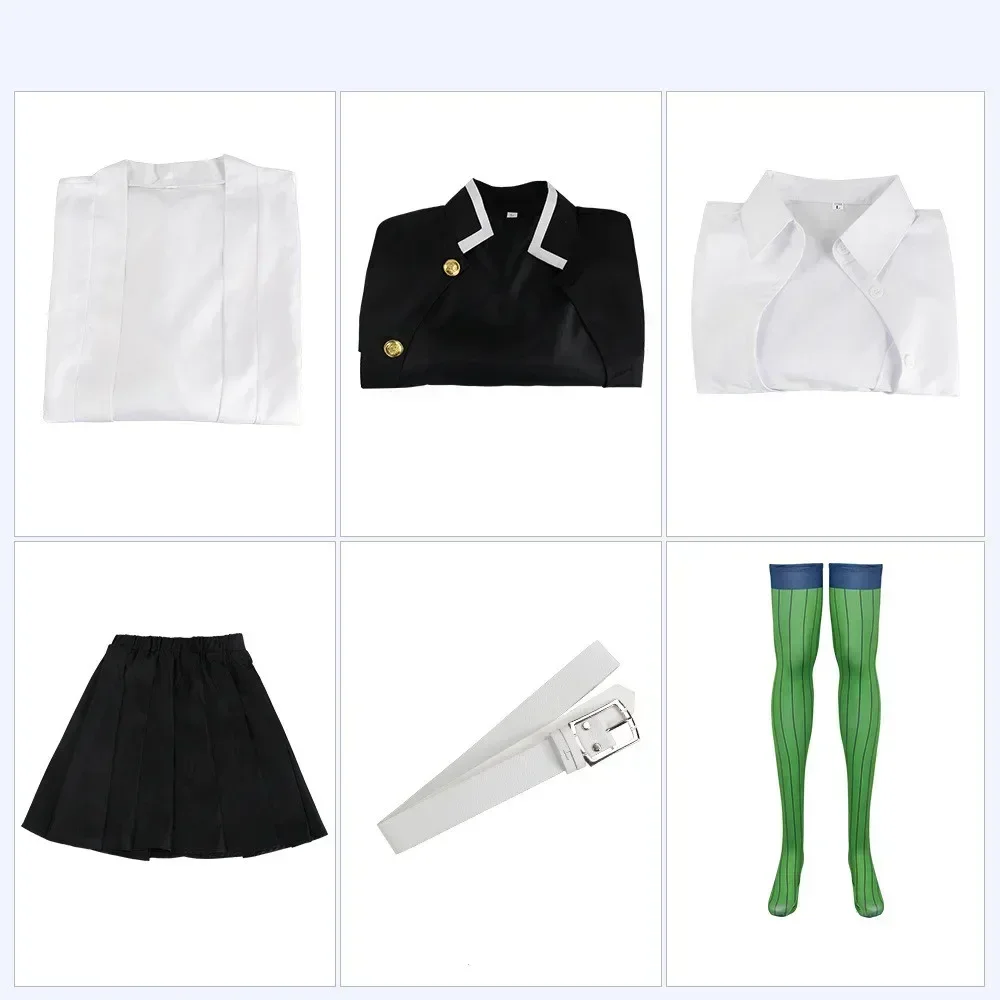 Volwassen Bambini Demone Slay No un Anime Kimono Kanroji Mitsuri Cosplay Set completo Pruik Halloween Kostuum Per Vrouwen Meisje