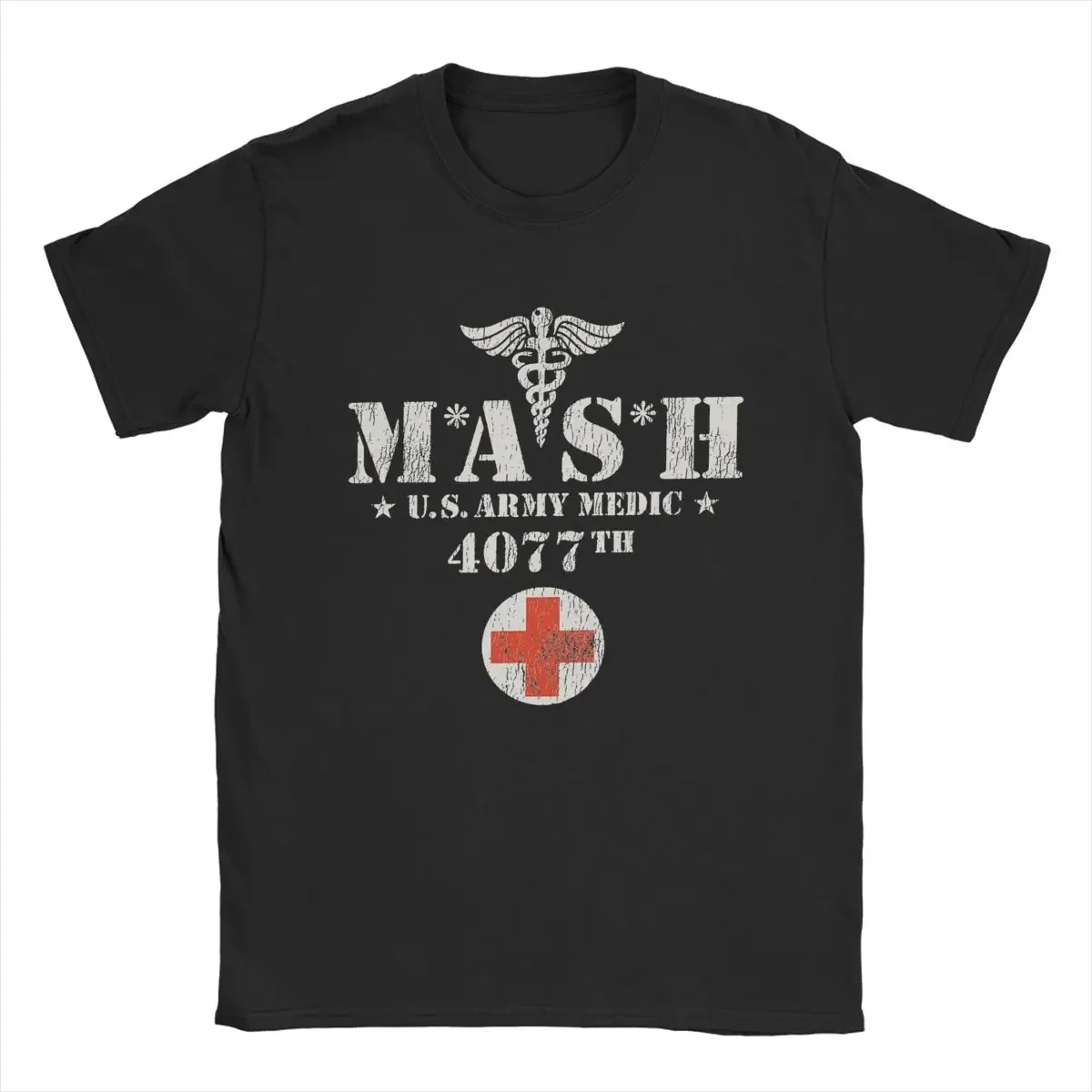harajuku fashion graphic Novelty Mash 4077 TV Show T-Shirts Men Round Neck Pure Cotton T Shirt Short Sleeve Tee Idea Clothing