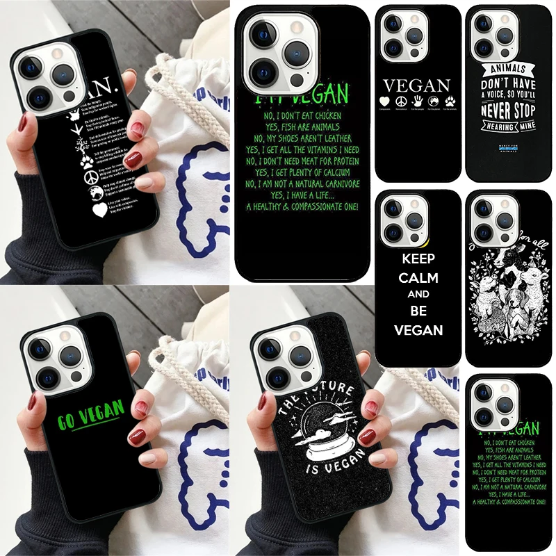 Vegetarian Quotes VEGAN LOVE VEGGIE Cover For iPhone 16 13 14 15 Pro Max 12 Mini 11 15 Pro Max 7 8 Plus Max SE Phone Case