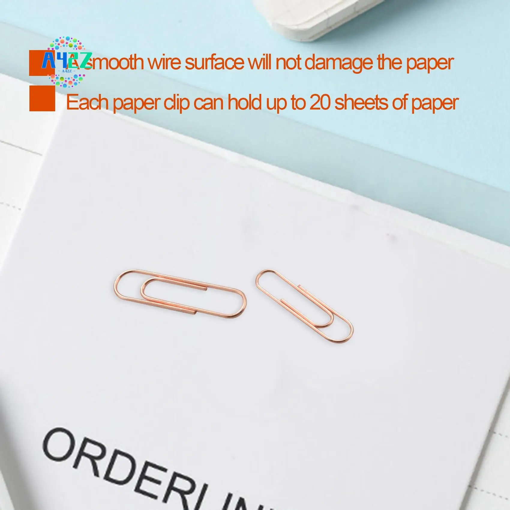 A42Z-100 Paper Clips In Rose Gold Magnetic Clip Dispenser, Rose Gold Paper Clips Holder, 28Mm, Rose Gold, 100 Clips Per Box