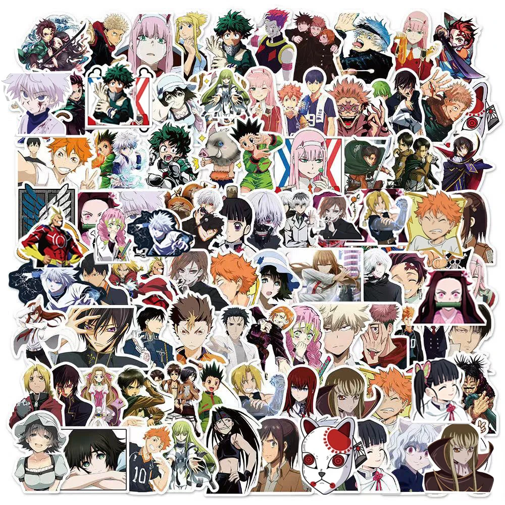 10/30/50/100pcs Mixed Japan Anime Series Stickers Haikyuu!! Attack on Titan Cartoon Sticker Laptop Bike Phone Cool Manga Decals