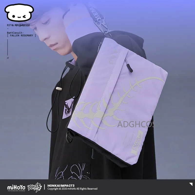 

Официальная тематическая сумка Honkai Impact 3 Rita Fallen Rosemary, черно-фиолетовая, через плечо, изысканная портативная сумка-кроссбоди, подарок для фанатов.