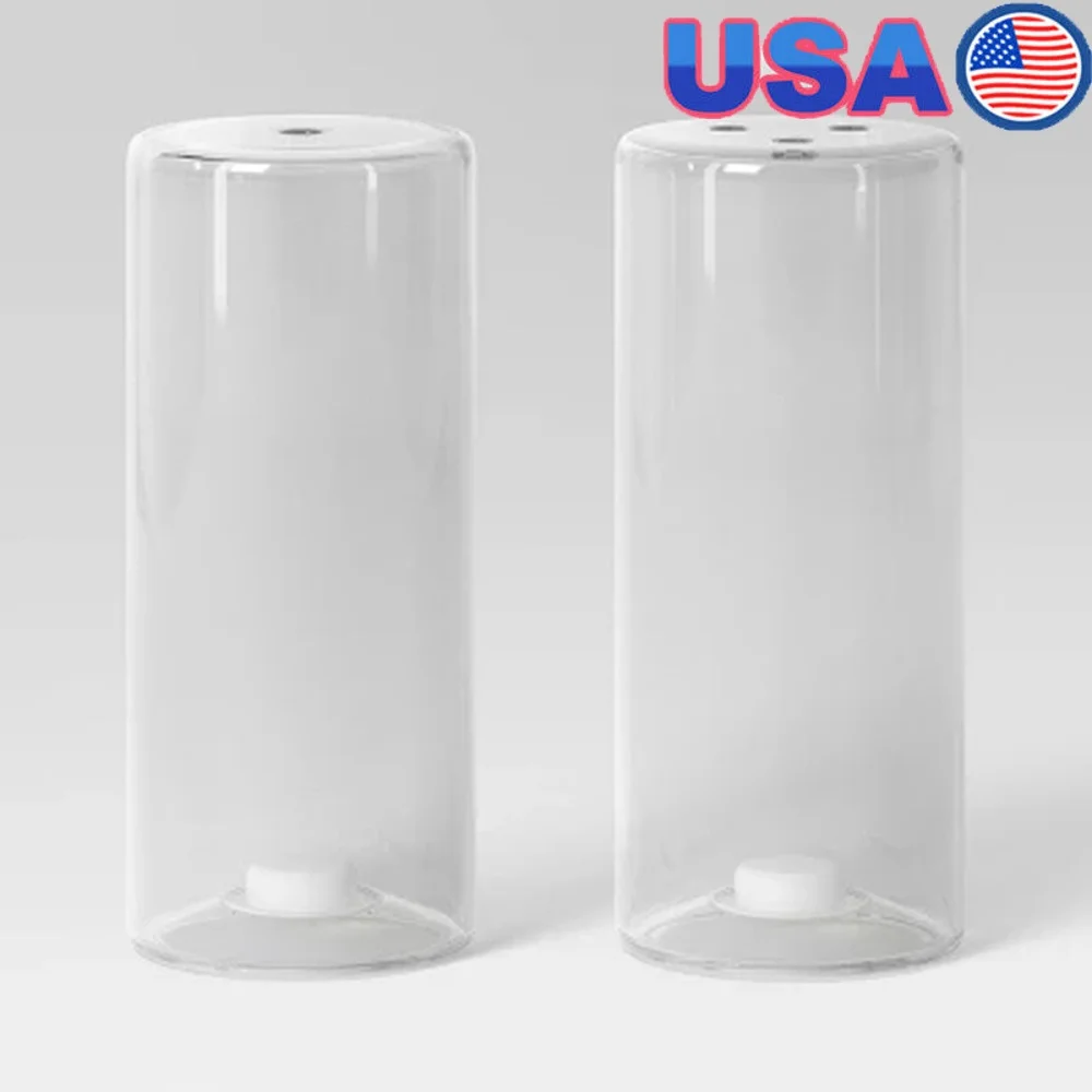 

2pc Glass Salt Keepers Clear Salt and Pepper Shakers Dishwasher Safe Bottom Opening Easy Cleanup Kitchen Storage