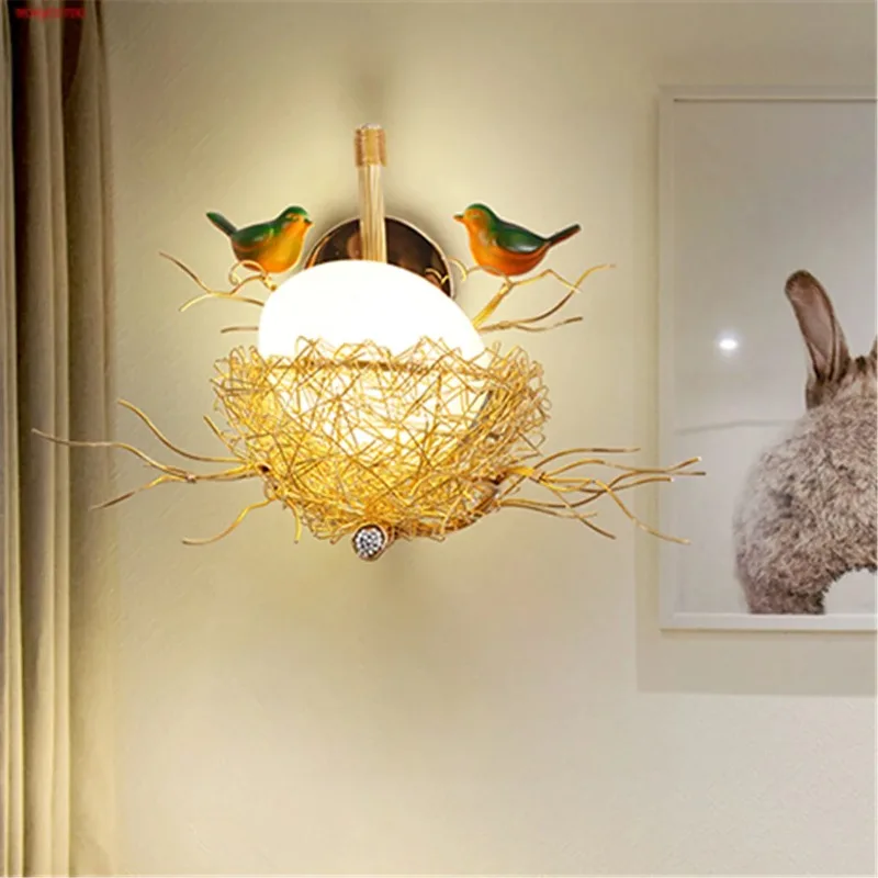الحديثة Cottagecore Bird'S-عسل وحدة إضاءة LED جداريّة مصابيح غرفة المعيشة غرفة نوم السرير درج مرور الشمعدانات لوفت تركيبات إضاءة ديكور E27