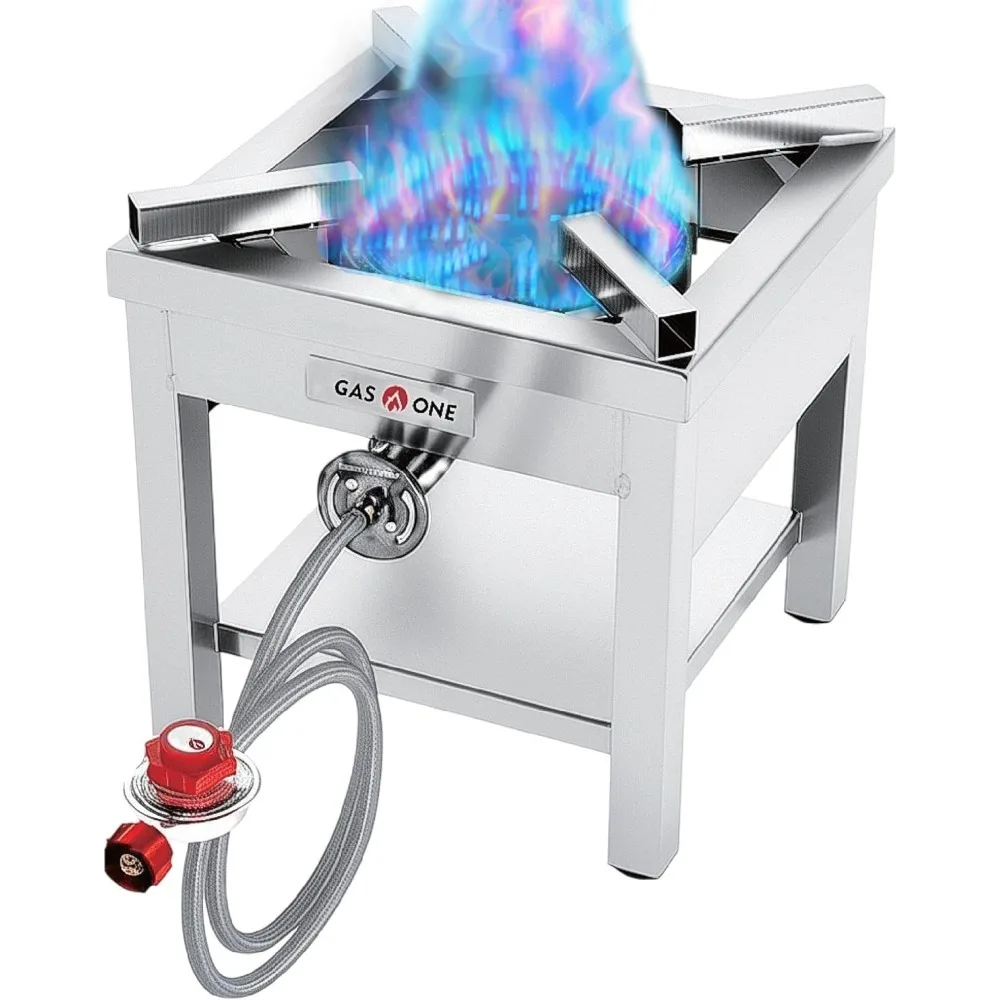 

Stainless Steel Propane Burner Cooker With Regulator with Steel Braided Hose For Outdoor Cooking, Turkey Fry