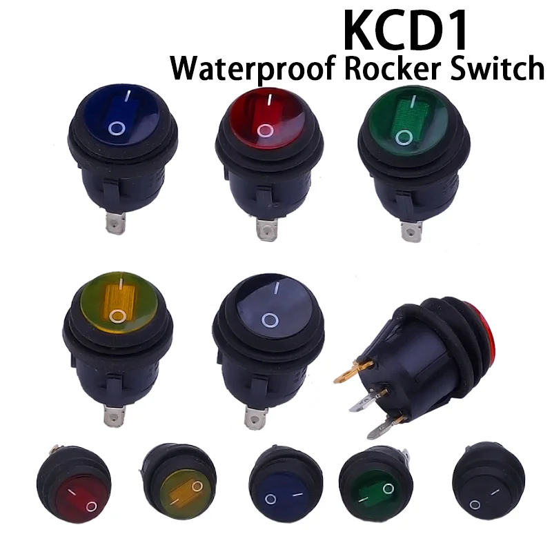 

1Pcs on / off 3Pin SPST Round waterproof boat LED rocker switchlight 12V 220V power button switch on off on тумблер лодка