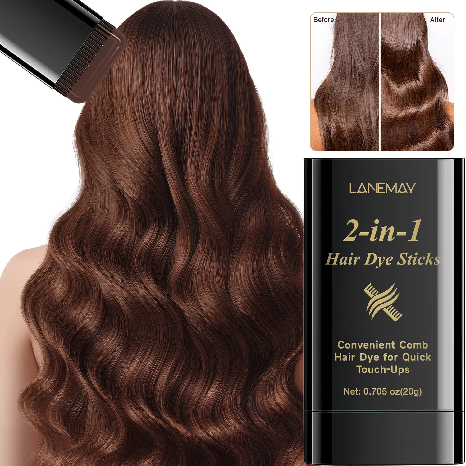 5 قطعة 2in1 عصا صبغ الشعر مع مشط أسود بني طويل الأمد تلوين الشعر المؤقت مغطاة الشعر الأبيض شعري القلم قابل للغسل #4