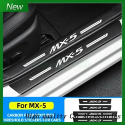 4Pcs Car Door Sill Protector Plate for MX-5 MX5 letter Logo Carbon Fiber Auto Threshold Anti-Scratch Bumper Stickers Accessories