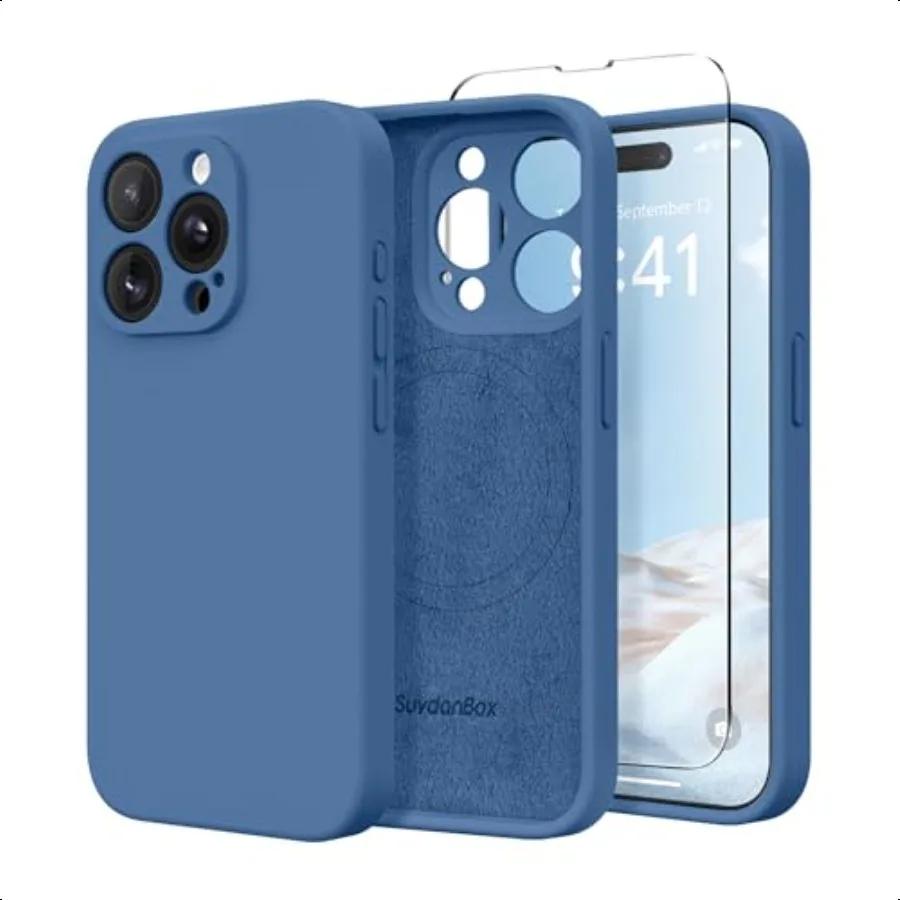 

Magnetic for iPhone 13 Pro Case Compatible with MagSafe [Full Camera Protection][Screen Protector] Silicone Shockproof Protecti