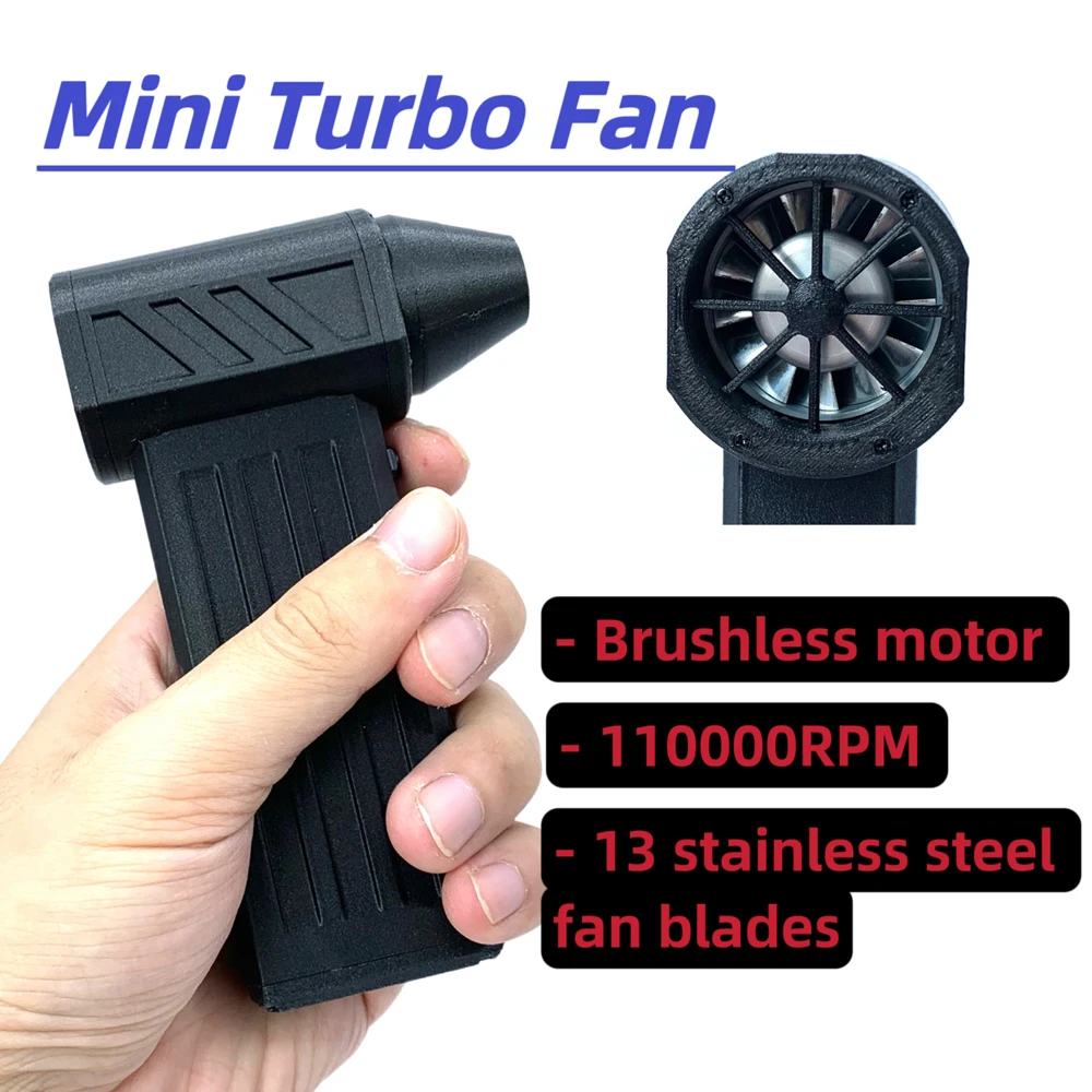 Powerful Blower with High Speed Duct Fan Mini Turbo Jet Fan 110,000 RPM Turbo Violent Fan High-Performance Brushless Motor DIY