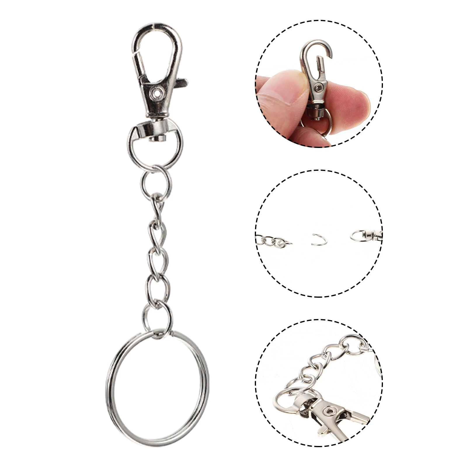 

Stainless Steel Lobster Clasp Keychain Durable Texture DIY Accessories Key Ring Craft Supplies Metal Circle Jewelry Making