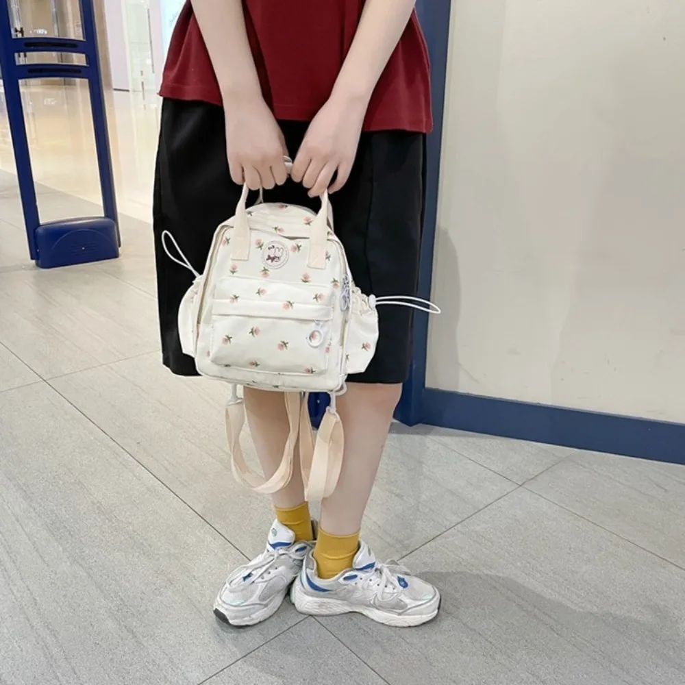 Cute Flower Printed Mini Backpack Large Capacity Zipper Women\'s Handbag Multifunctional Shoulder Bag Outdoor