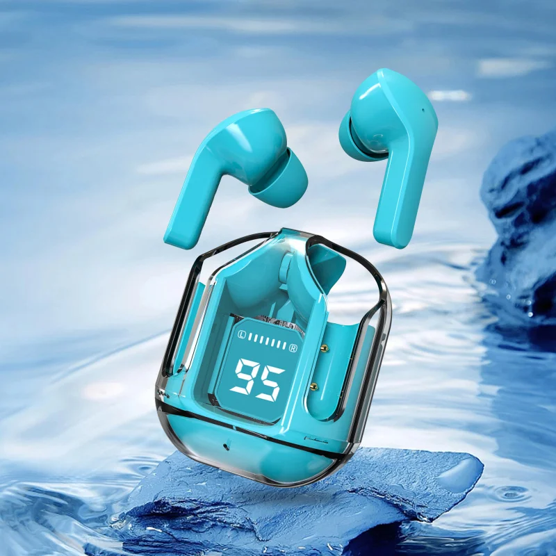 CEKACA In-Ear Wireless Headset Digital Display Stereo 5.3 Transparent Warehouse Sports Game Ht05