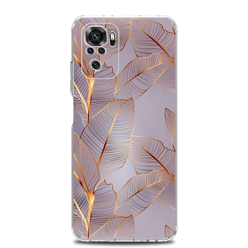 حافظة لهاتف شاومي ريدمي نوت 14 13 12 5G 9 8 10 11 Pro Plus 4G 9T 13C 12C 10C 9C 9A غطاء ناعم شفاف جميل فن ذهبي وردي