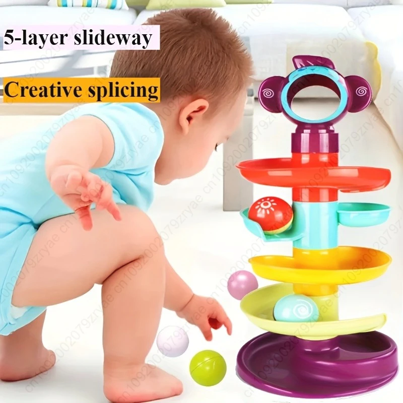 Tour à boules roulantes en spirale colorée, piste amusante d'apprentissage précoce, cadeau parfait pour les anniversaires, Halloween, Noël et cadeau de vacances