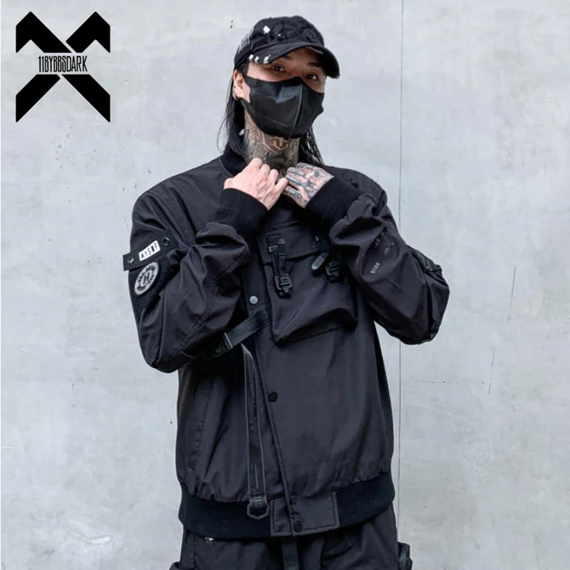 Hip Hop Function Tactical Bomber Jackets Men Functional Multi Pockets Coats Hip Hop Streetwear Male Tops Techwear