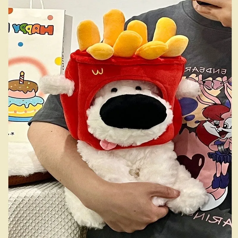 34cm dos desenhos animados bonito nariz grande cão de pelúcia boneca plushies batatas fritas filhote de cachorro boneca crianças conforto travesseiro presente aniversário natal