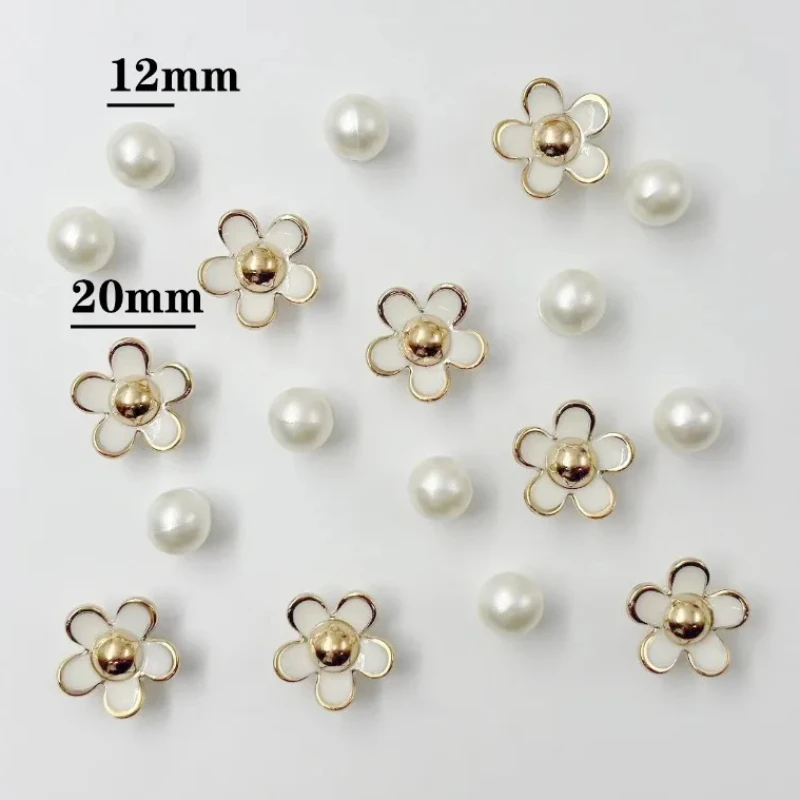 16pcs New Fashion Matching Cave Shoes Diy Shoe Buckle Camellia Pearl Detachable Shoe Daisy Flower Set  Summer Flower Pearl  ﻿