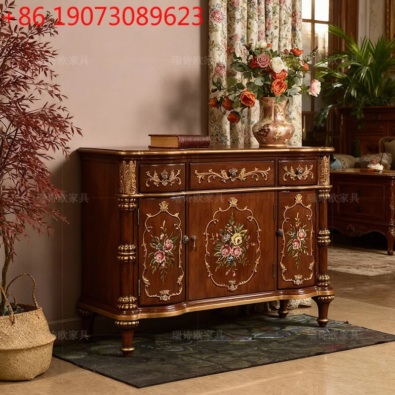 

Американский шкаф для обуви ручной росписи, пристенный шкаф для хранения вещей в прихожей, из массива дерева.