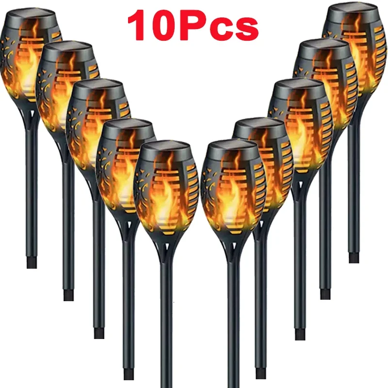 1/2/4/6/8/10 Stuks Solar Flame Torch Lights Flikkeren Licht waterdichte Tuin Decoratie Outdoor Gazon Pad Yard Patio Vloerlampen