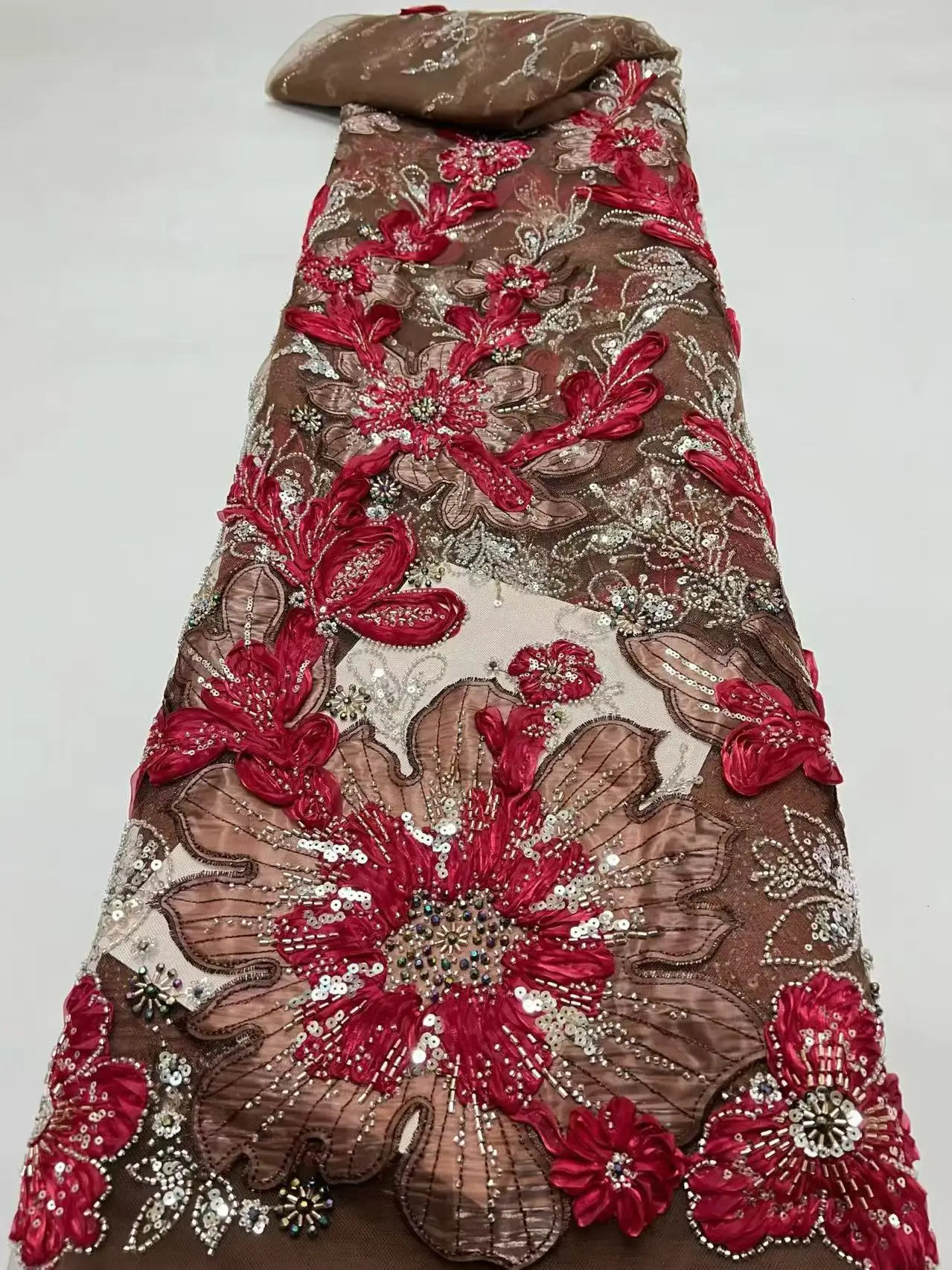 

Элегантная французская сетчатая ткань с вышивкой и пайетками, африканское нигерийское кружево для свадебных платьев, коллекция 2026 года