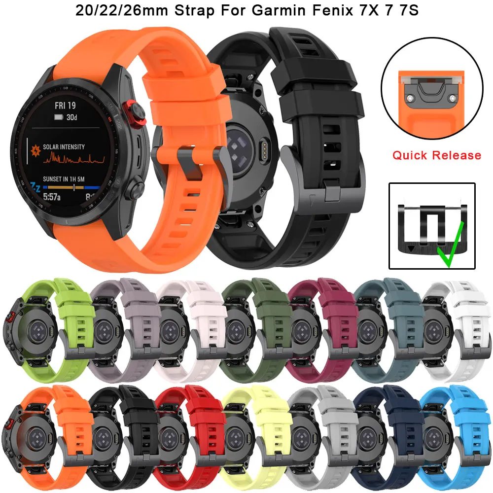 

26 22 20mm Wriststrap For Garmin Fenix 7X 7 7S Pro 5X 5 5S 6X 6 6S 3HR Easy Fit Quick Release Sport Silicone Watchband Bracelet
