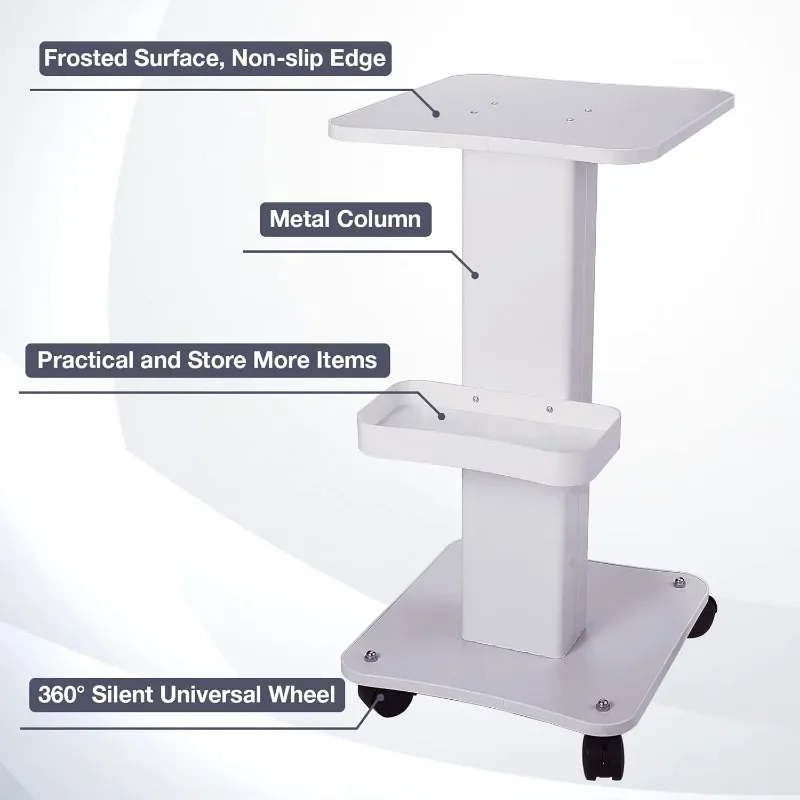 Trolley Cart with Wheels, Aluminum Salon Spa Beauty Machine Trolley Stand, Load 135Lbs, 3 Tier Beauty Rolling Cart .