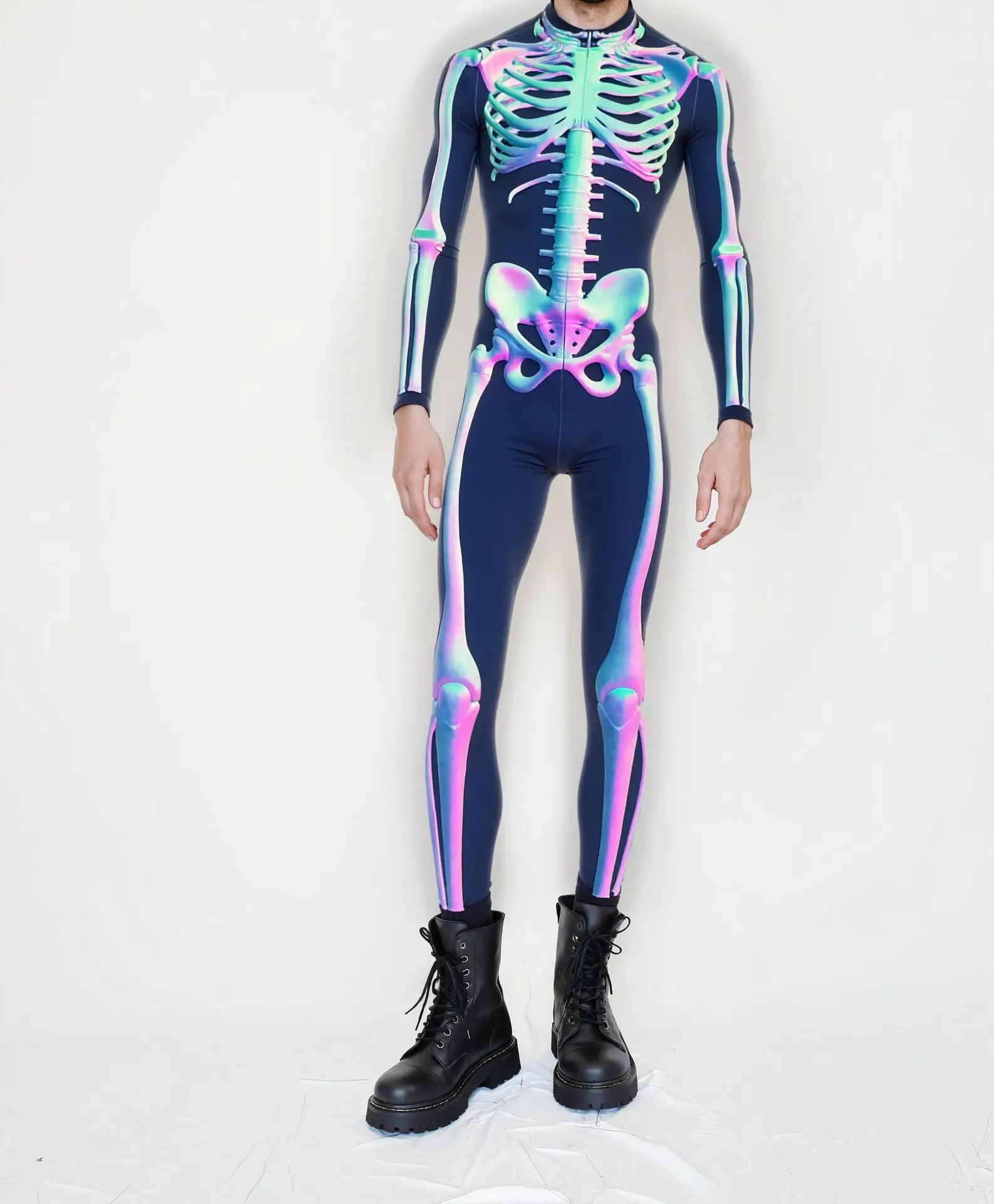 Herren Halloween Punk Jumpsuit 3D Digitaldruck Bodysuit Erwachsenen Zentai Cosplay Karneval Bühnenauftritt Catsuit Radsportkostüm – Detail 13