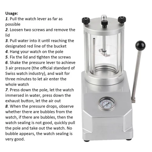 Imagen 1 del producto Herramienta de prueba resistente al agua para reloj, 6 ATM, 2 cajas de relojes, máquina de prueba de presión de resistencia, herramienta de prueba resistente al agua
