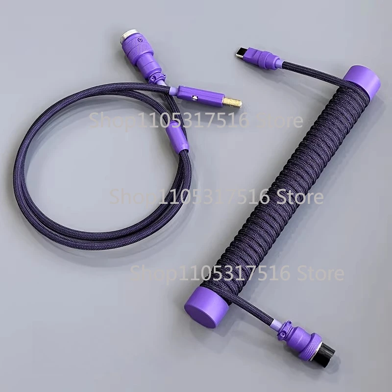 For Unknown error Custom mechanical keyboard cable weight adjuster spiral aviation plug cable Type-C dark purple black Z05