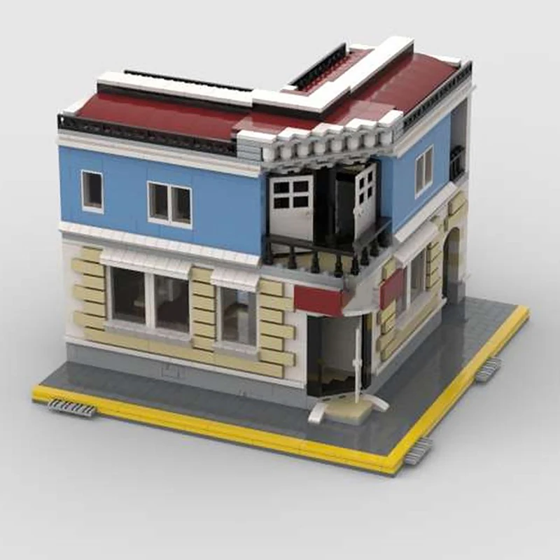 Model ulicy miasta MOC Klocki Konstrukcyjne Pub Narożny Architektura Modularna Technologia Prezenty Świąteczne dla Dzieci Zabawki do Składania Zestaw