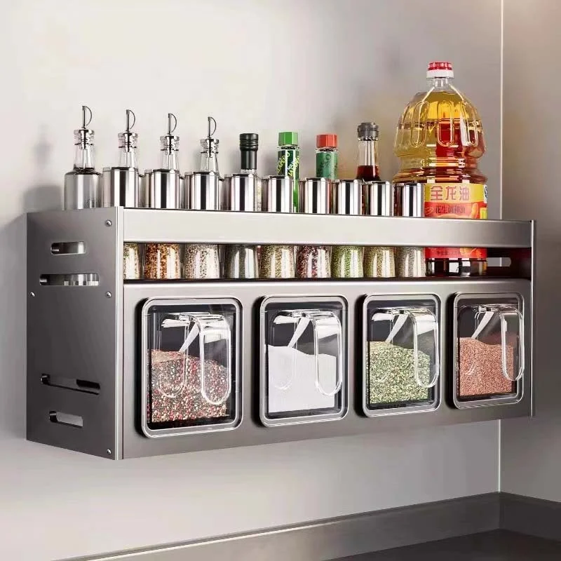 

Высококачественная экологичная современная простая настенная металлическая полка для специй без перфорации, одноярусная, для хранения приправ