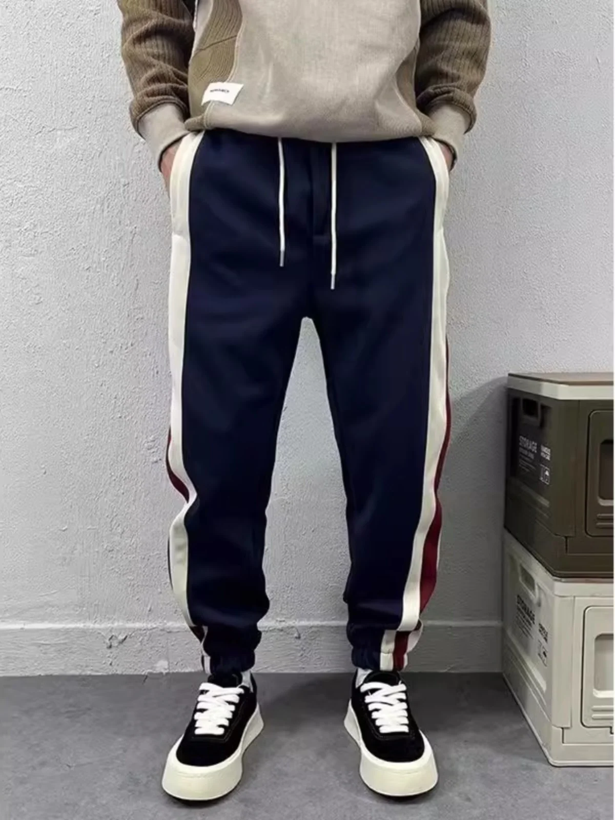 

plus Size Men's Casual Harlan Pants Spring Autumn American Splice Sport Loose Cuffed Leisure Trousers Trendy Youth Wear