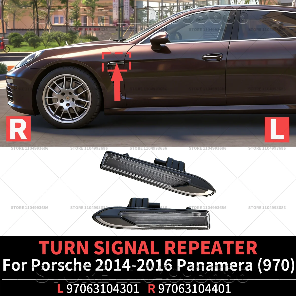 

For Porsche 2014 2015 2016 Panamera 4 GTS 4S (970) Turn Signal Repeater OEM 97063104301 97063104401 97063104300 97063104400