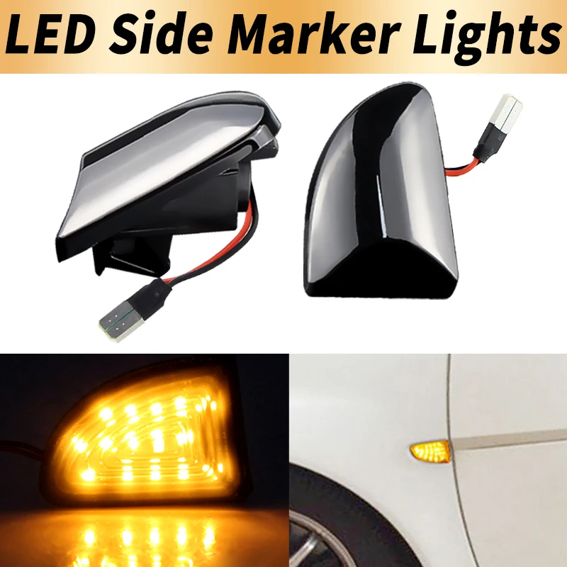 2PCS Amber LED Dynamic Side Marker Lights Canbus For Smart Fortwo W451 Coupe Cabrio 2007-2015 Car Accessories
